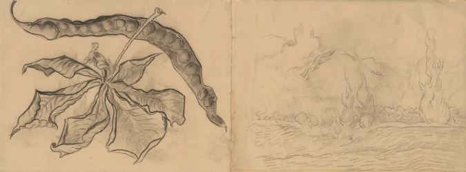 Chestnut Leaf with Pod Landscape with Cypresses